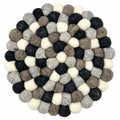 Felt Ball Round Placemat- Multi  Grey Colour