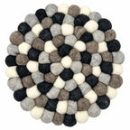 Felt Ball Round Placemat- Multi  Grey Colour