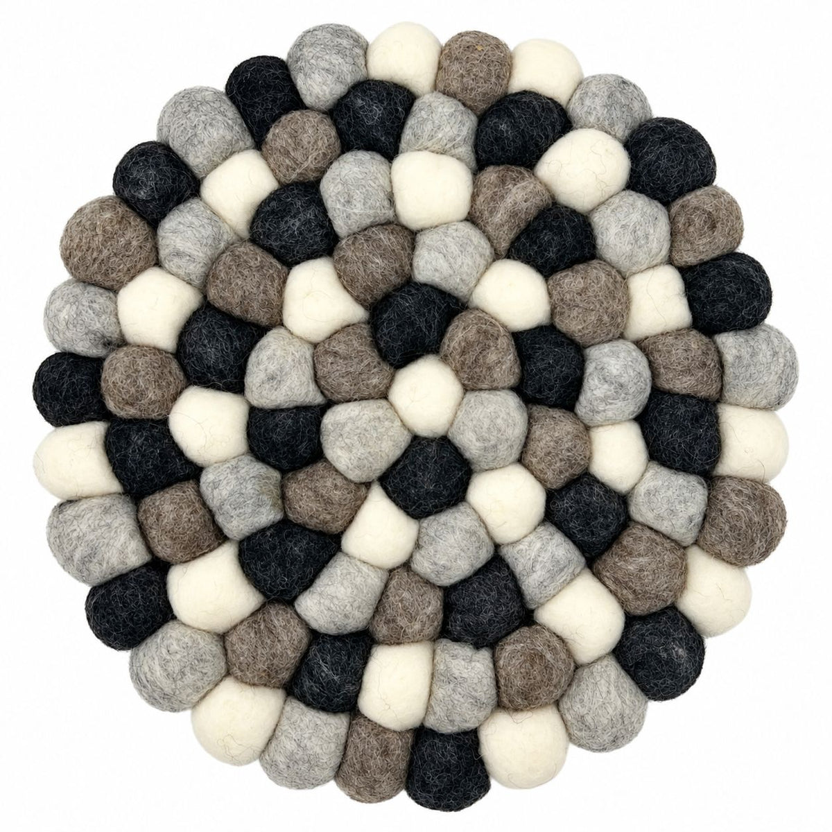 Felt Ball Round Placemat- Multi  Grey Colour