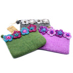 Natural Felt Zipper Pouches - Four Flowers