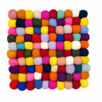 Felt Ball Square Placemat - Multi Colour