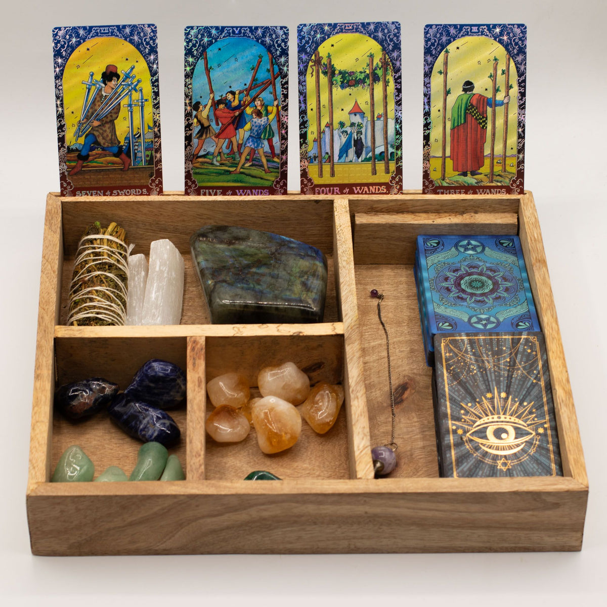 Four Section Tarot Box with Card Holder