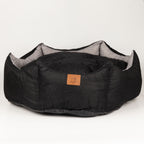 PAW Bed – Large Royal Crown – Black & Grey – 60 × 60 × 26cm