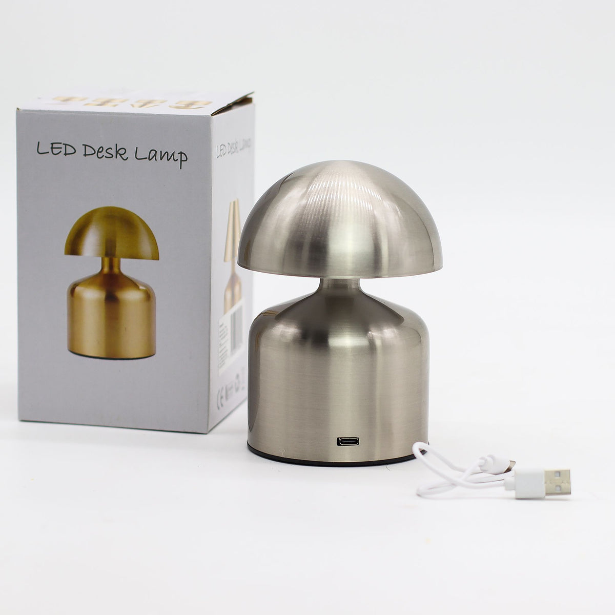 Touch Lamp - Dome Mushroom Silver - USB (C) - Rechargable  (400 Watt)