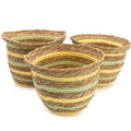 Seagrass & Straw Vase Shaped Baskets  - Natural Yellow & Green - Set of 3