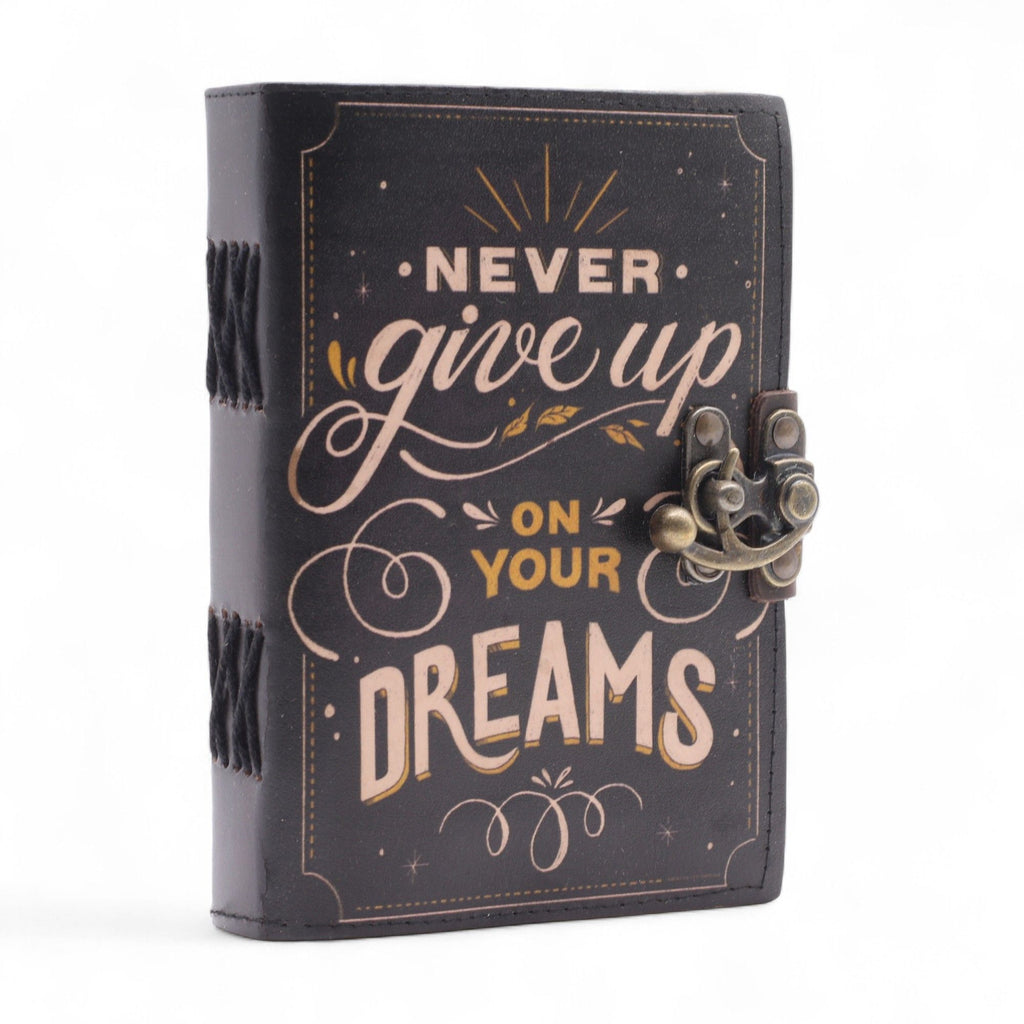 Leather Printed Notebook – Never Give Up On Your Dreams -  17.8×12.7 cm