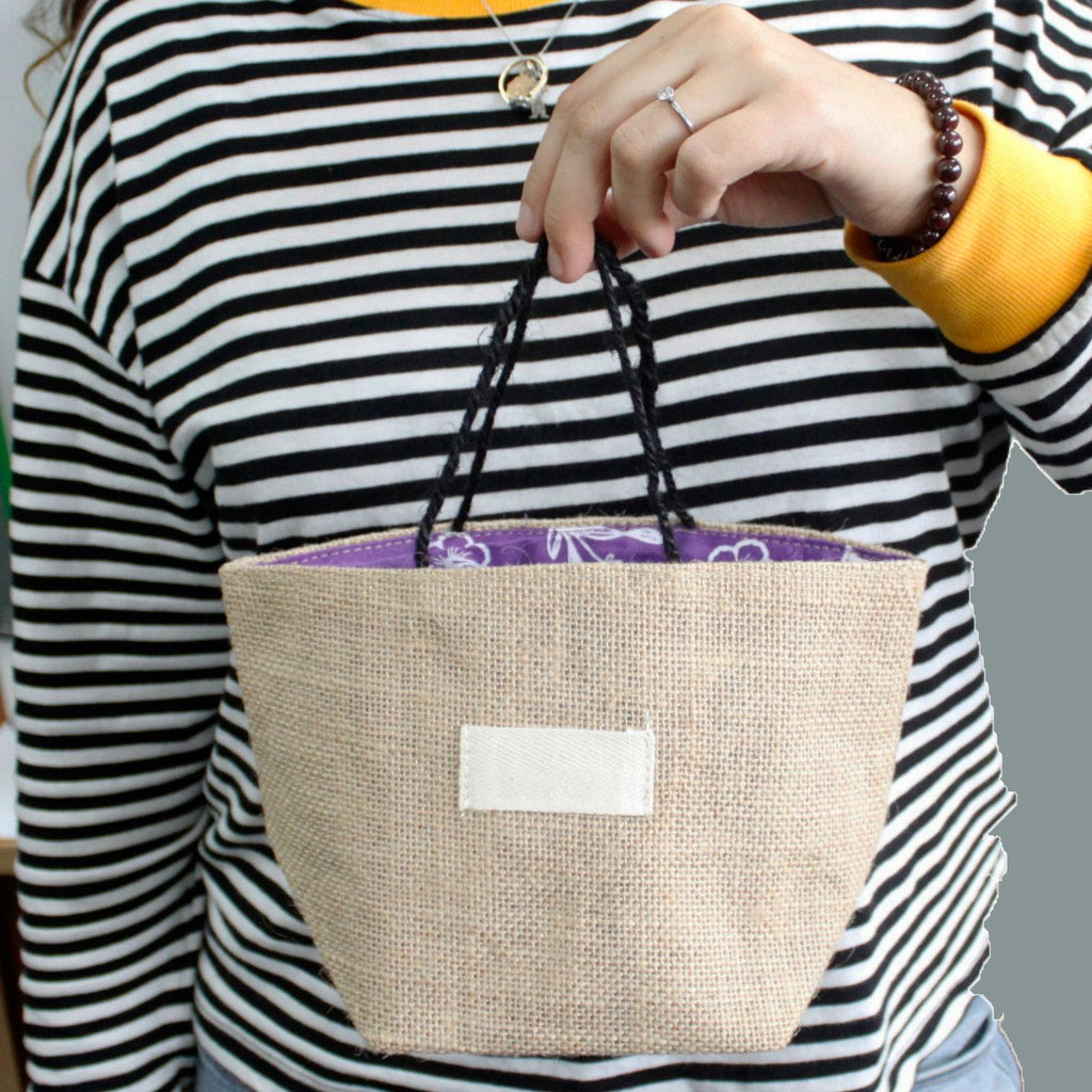 Natural Jute Cotton Gift Bag - Black Lining - Large - Bags & Totes | Hearth & Amble