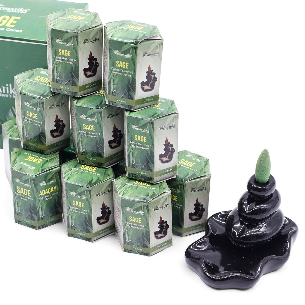Pack of 10 Masala Backflow Incense - Sage