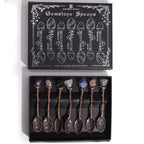 Set of 7 Bronze Gemstone Crystal Witch Spoons