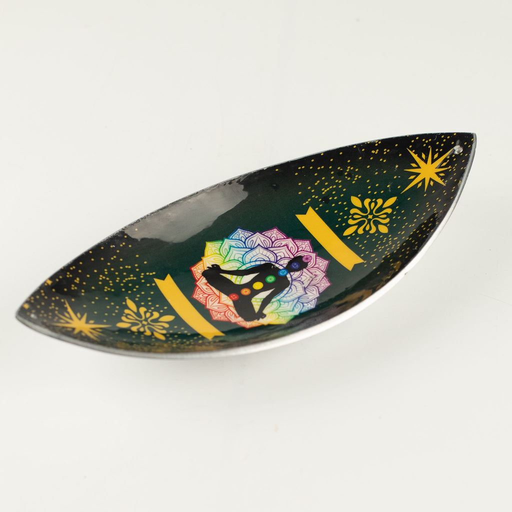 Enamelled  Incense Bowl - Aluminum - Lotus Buddha Chakra