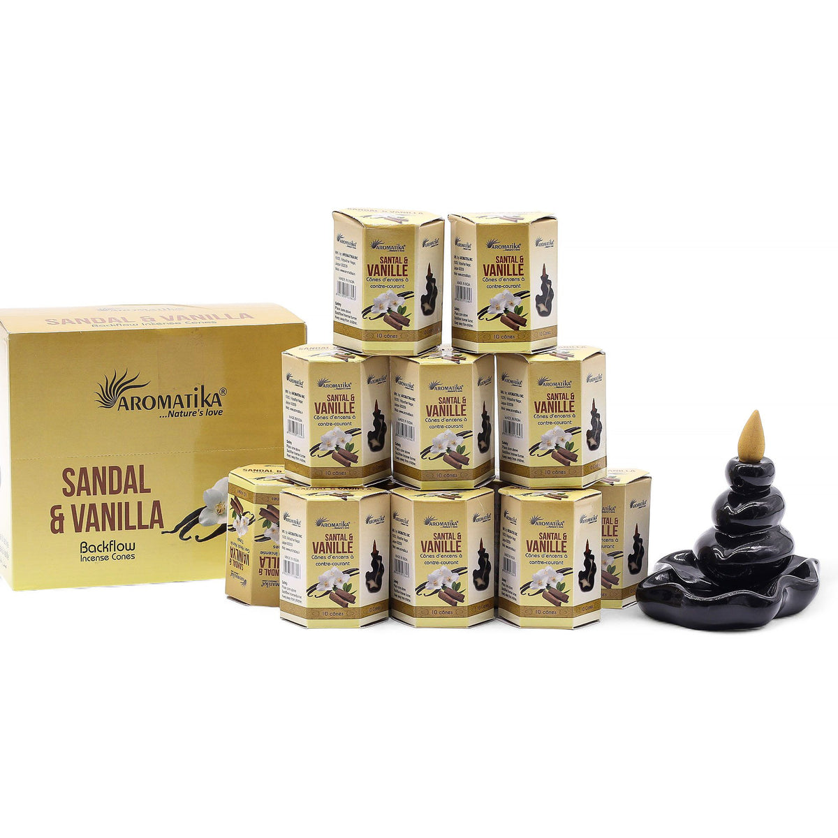 Pack of 10 Masala Backflow Incense - Sandalwood & Vanilla