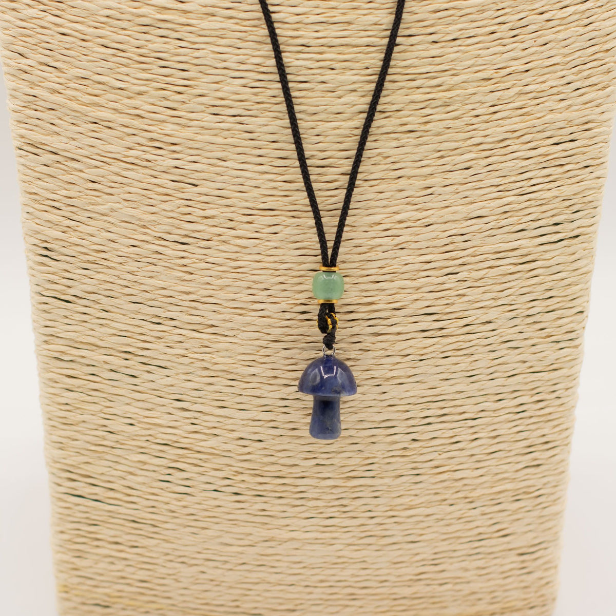 Cord Necklace Gemstone Pendant - Sodalite Mushroom