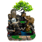 Elephants in Love Tabletop Water Feature with Crystal Ball, Light & Watermill (30x20x35cm)