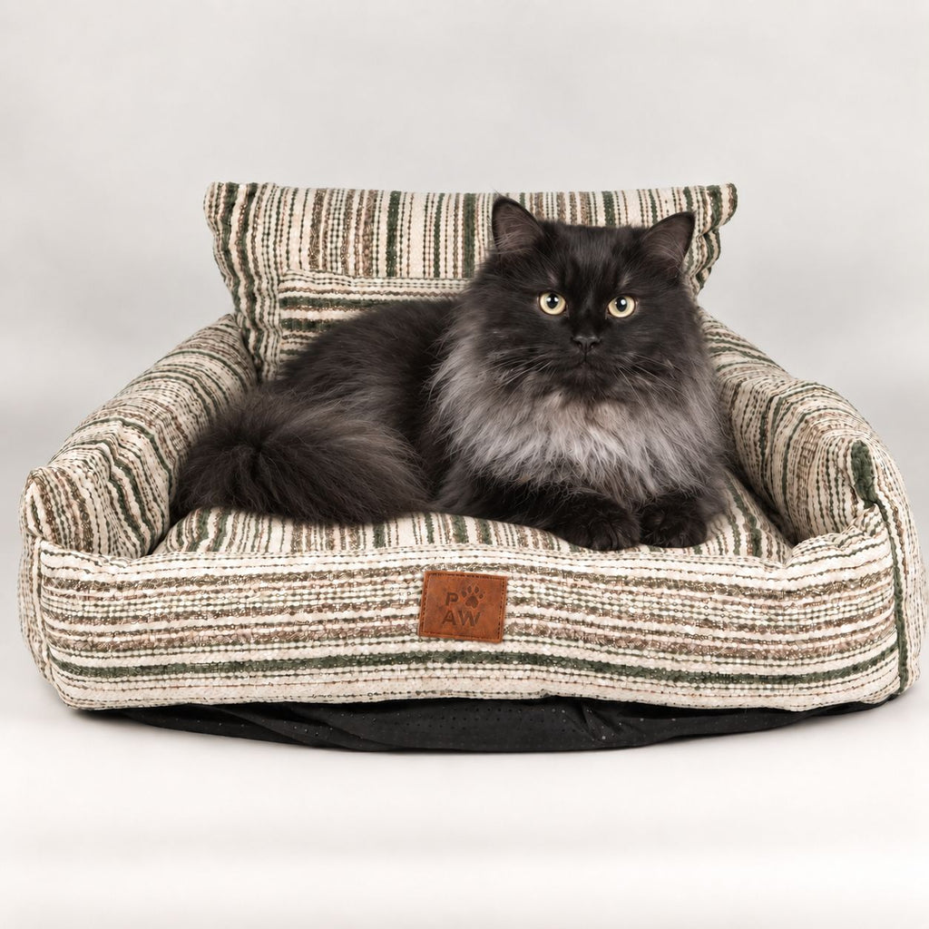 PAW Bed â€“ Medium Sofa â€“ Brown Stripes â€“ 60 Ã— 60 Ã— 28cm