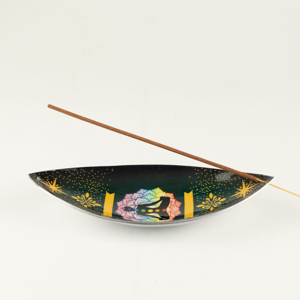Enamelled  Incense Bowl - Aluminum - Lotus Buddha Chakra