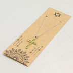 Indian Devotional Pendant - Silver Plated (45cm Chain)- Peridot Crucifix