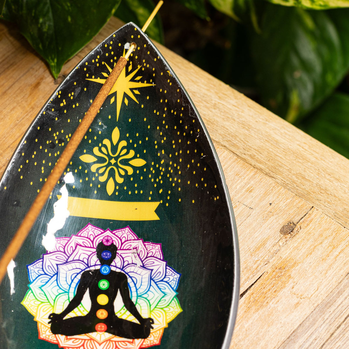 Enamelled  Incense Bowl - Aluminum - Lotus Buddha Chakra