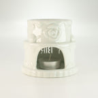 Ceramic Cake Oil Burner - HAPPY BIRTHDAY - White