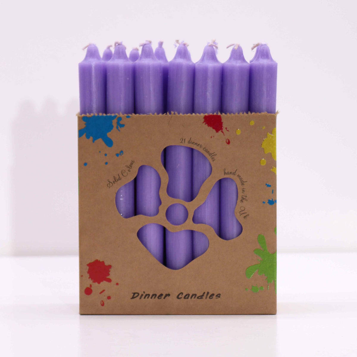 Solid Colour Dinner Candle Set - Pack of 21 - Rustic Lilac