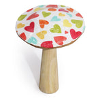 Large Enamelled Mushroom - 20cm - Pastel Hearts