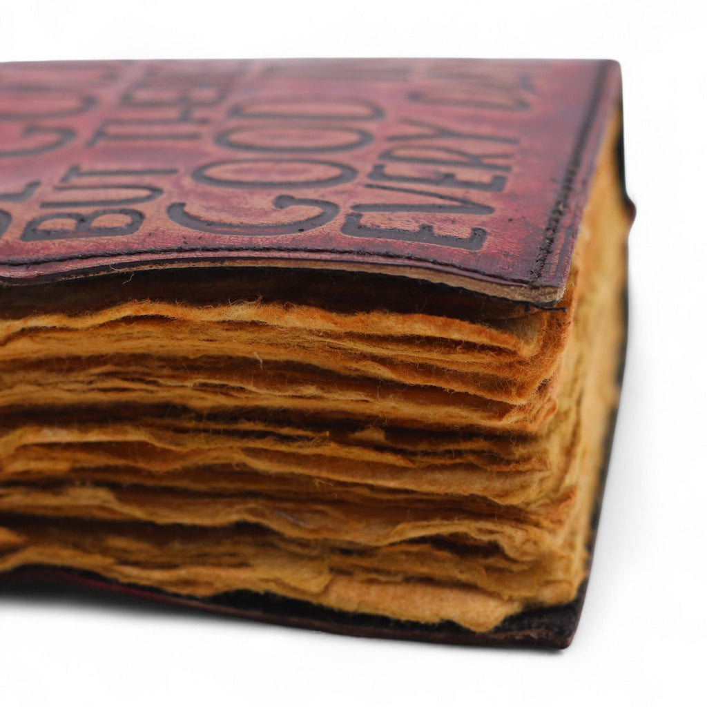 Fat Deckled Edge Leather Notebook – Every Day May Not Be Good (12.7 × 8.9 cm)
