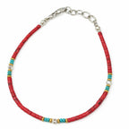 Nepalese Extra Fine Gem Bracelet - Coral Tribal Bead
