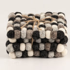 Felt Ball Square Coasters - Multi Grey colour (set of 4)