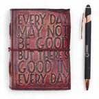 Fat Deckled Edge Leather Notebook – Every Day May Not Be Good (12.7 × 8.9 cm)