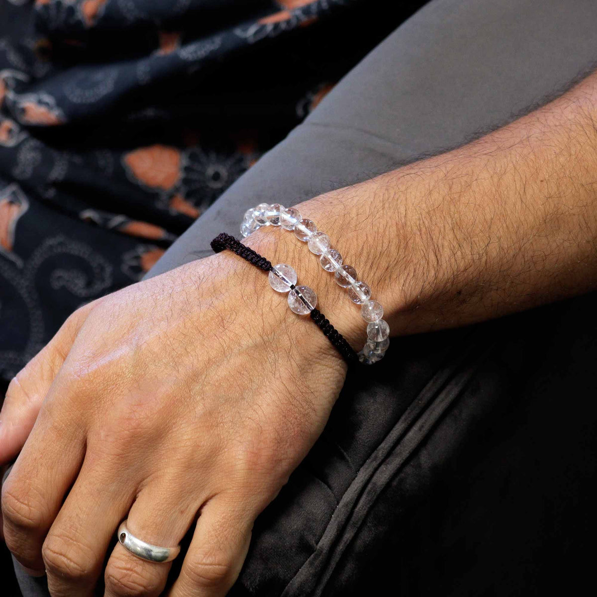 Gemstone Double Power Bracelets- Rock Quartz