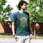 Nomad Sari Stonewashed Cotton T-Shirt â€“ Hamsa â€“ Green â€“ Small