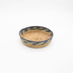 Straw & Seagrass Tray Baskets - Natural Green & Blue- Set of 3