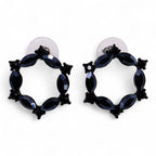 Jet Black - Vintage Glass - Loop - Earrings