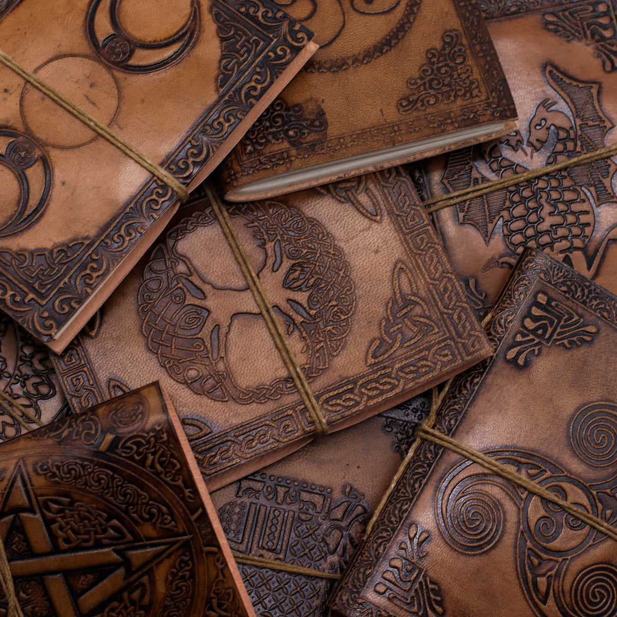 Assorted Esoteric Leather Notebooks - 15x11.5 cm