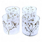 Natural Floral Glass - Straight Candle Holder - Margarita  - (8x8cm)