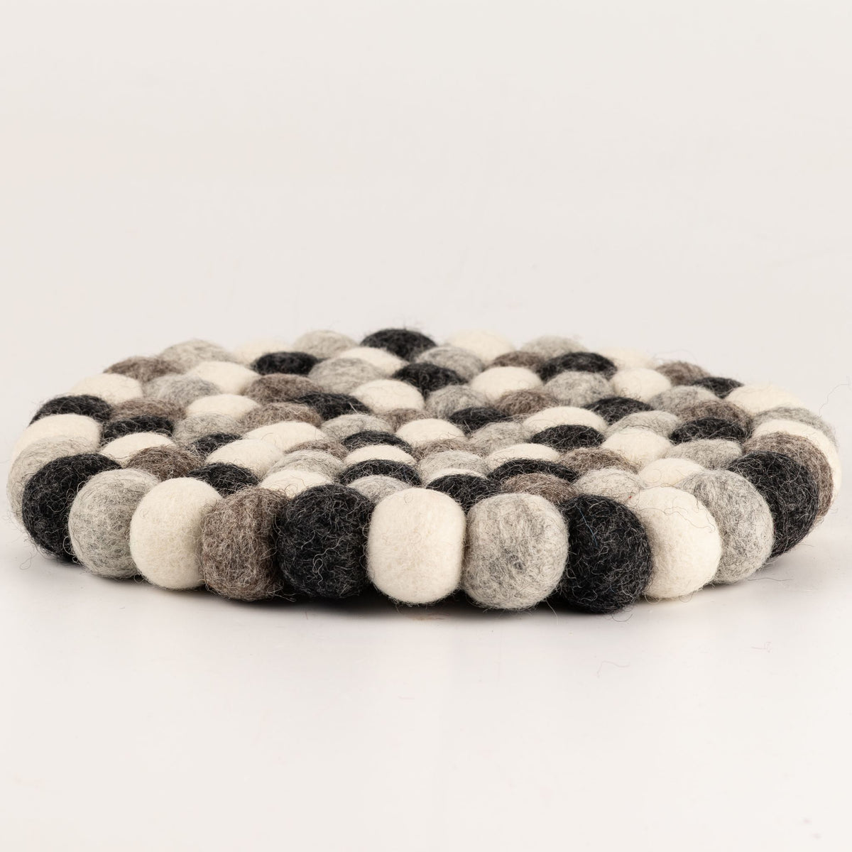 Felt Ball Round Placemat- Multi  Grey Colour