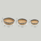 Straw & Seagrass Tray Baskets - Natural Green & Blue- Set of 3