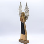 Large Mango Wood Gardian Angel Metal Wings & Enamel Detail