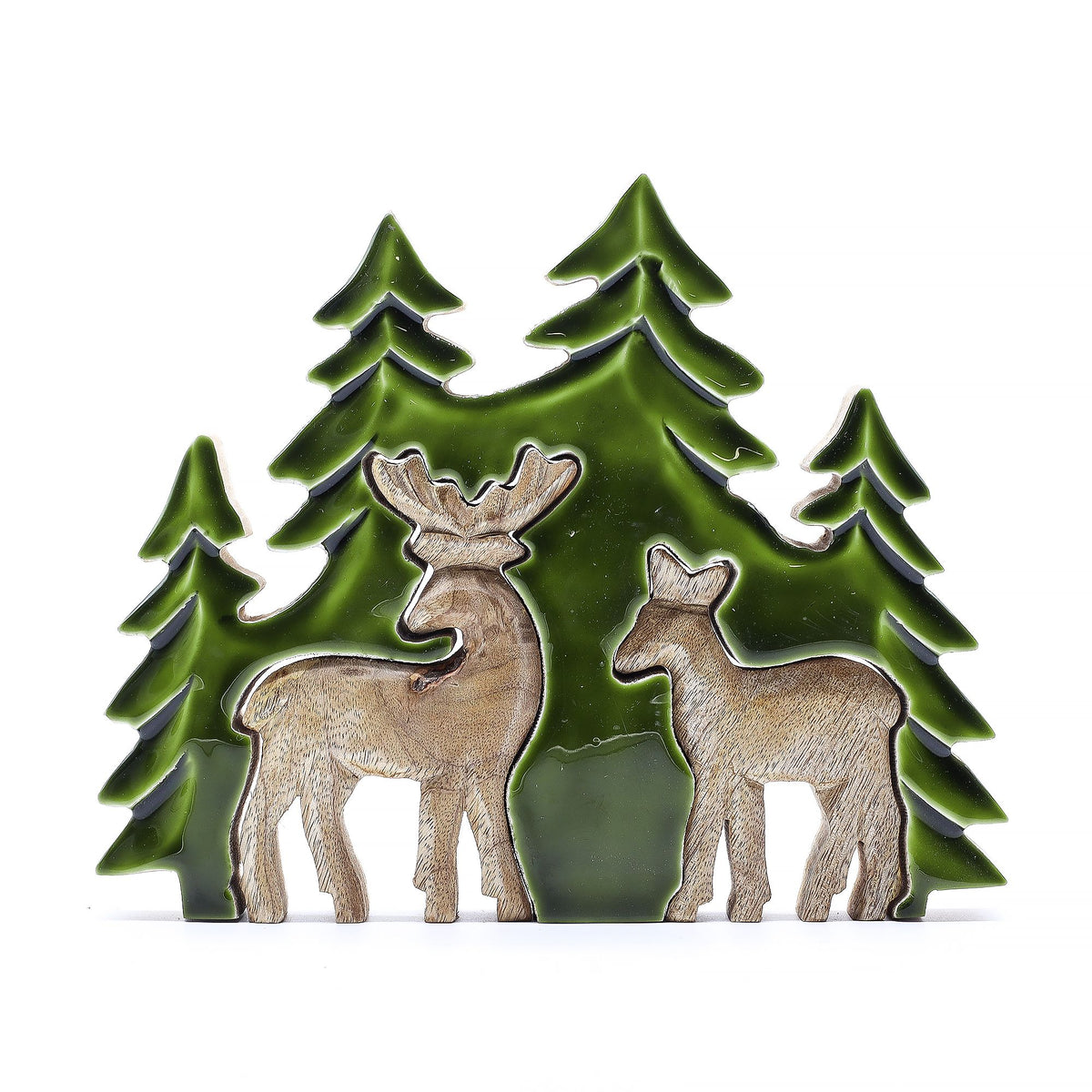 Lost in the Forrest - Two Dear in the Forrest 3D Wooden Decoration - 18x23cm - Lost in the Forest - Wooden Decorations & Bowls | Hearth & Amble