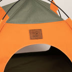 PAW Bed – Green & Orange Tent – 48 × 48 × 40cm