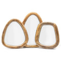 Set of 3 Pebble Shaped Mirrors - Dark Brown Finish