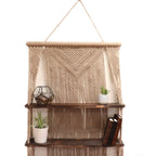 Brown Macrame Hanging Shelves - Brown