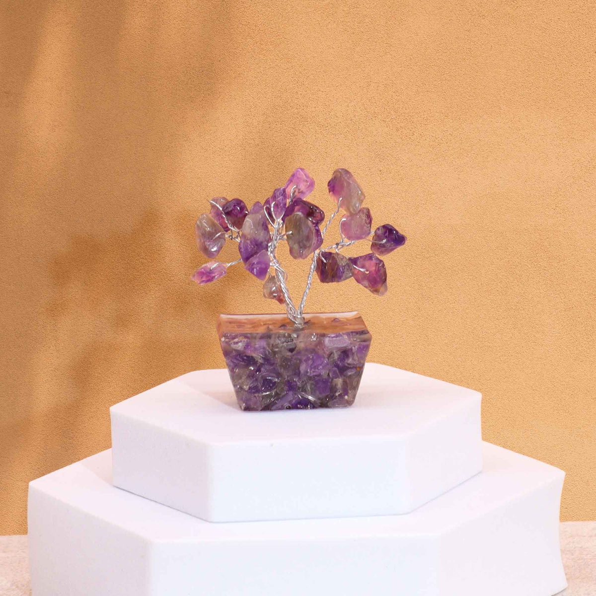 Mini Gemstone Tree On Orgonite Base - Amethyst (15 stones)
