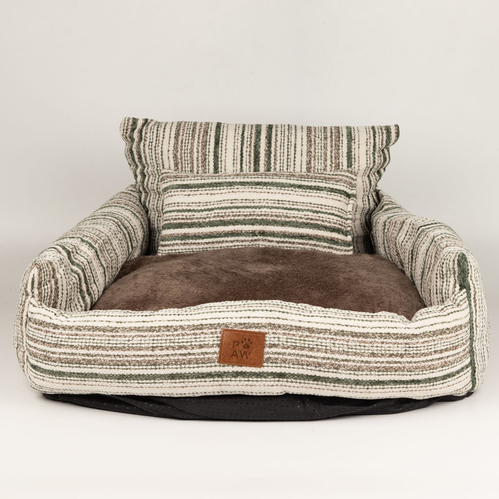 PAW Bed â€“ Medium Sofa â€“ Brown Stripes â€“ 60 Ã— 60 Ã— 28cm