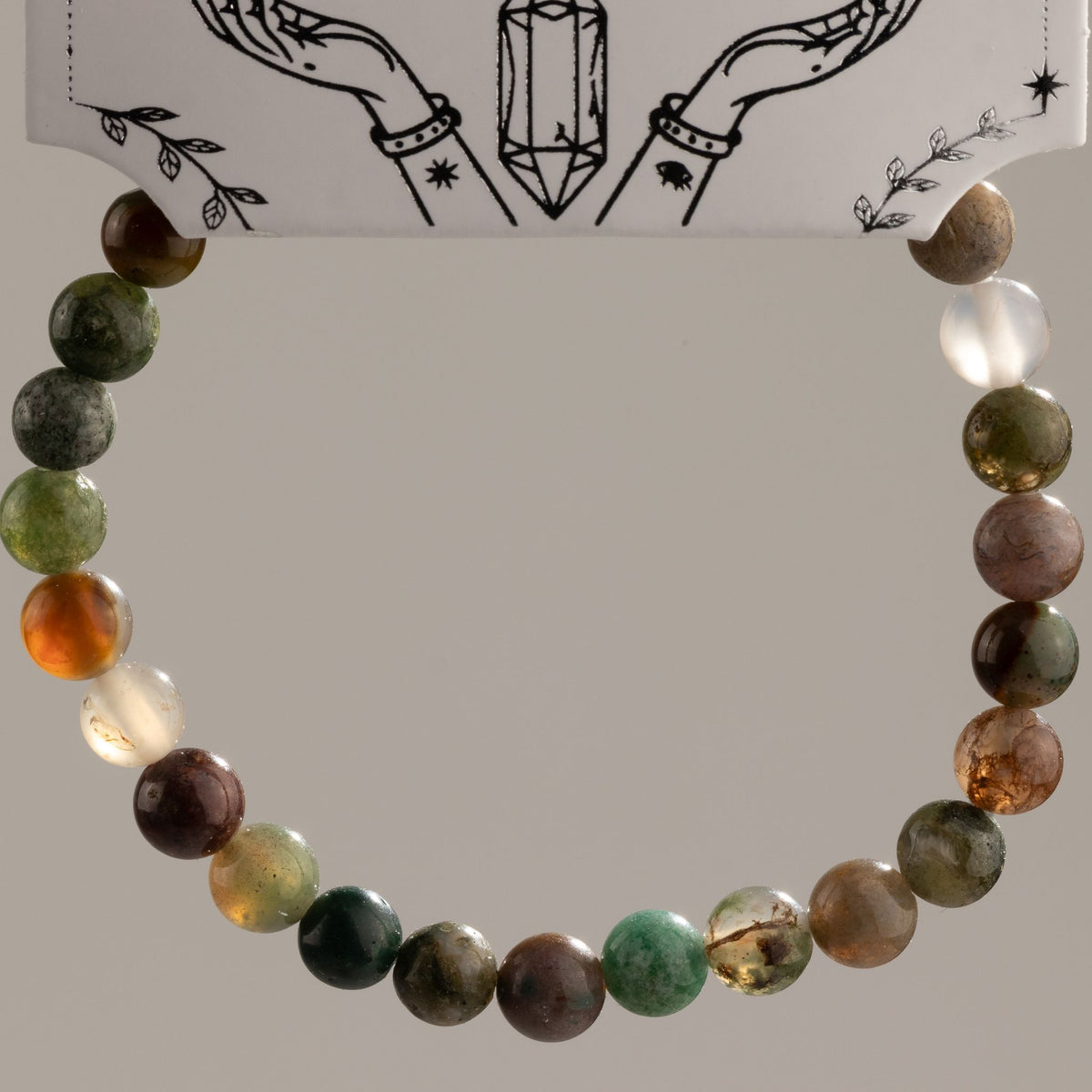 Petite Power Bracelet (17cmx6mm) - Moss Agate