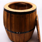 Beer Barrel Table & Parasol Stand â€“ Natural Wood 60 x 48.5 cm