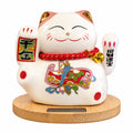 Solar Money Cat Wooden Base  - Pink moving Hand