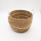 Cotton & Seagrass Large Baskets – Natural Stripes – Set of 3