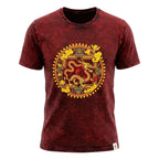 Nomad Sari Stonewashed Cotton T-Shirt - Dragon Mandala - Maroon - Large