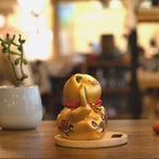 Solar Money Cat Wooden Base  - Gold moving Hand
