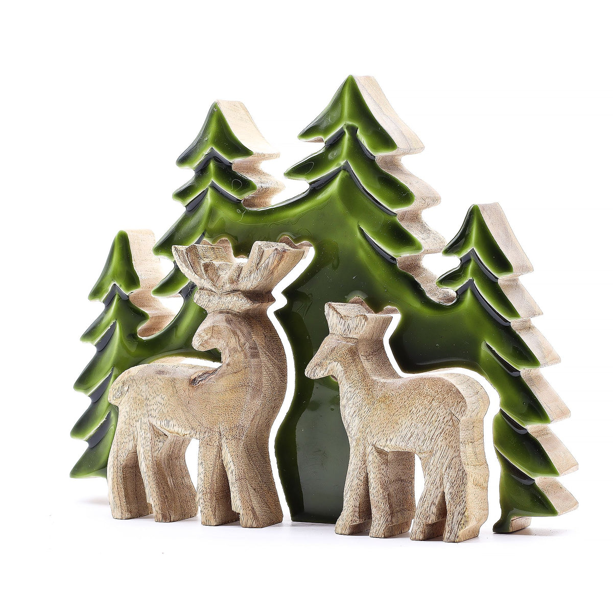 Lost in the Forrest - Two Dear in the Forrest 3D Wooden Decoration - 18x23cm - Lost in the Forest - Wooden Decorations & Bowls | Hearth & Amble